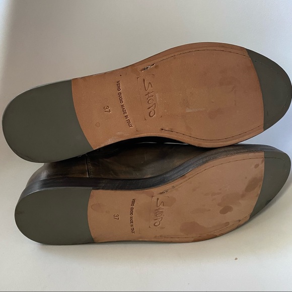 Shoto • Leather Ankle Boots Taupe Tamponato Sz 37 Made In Italy New In Box - Picture 10 of 16